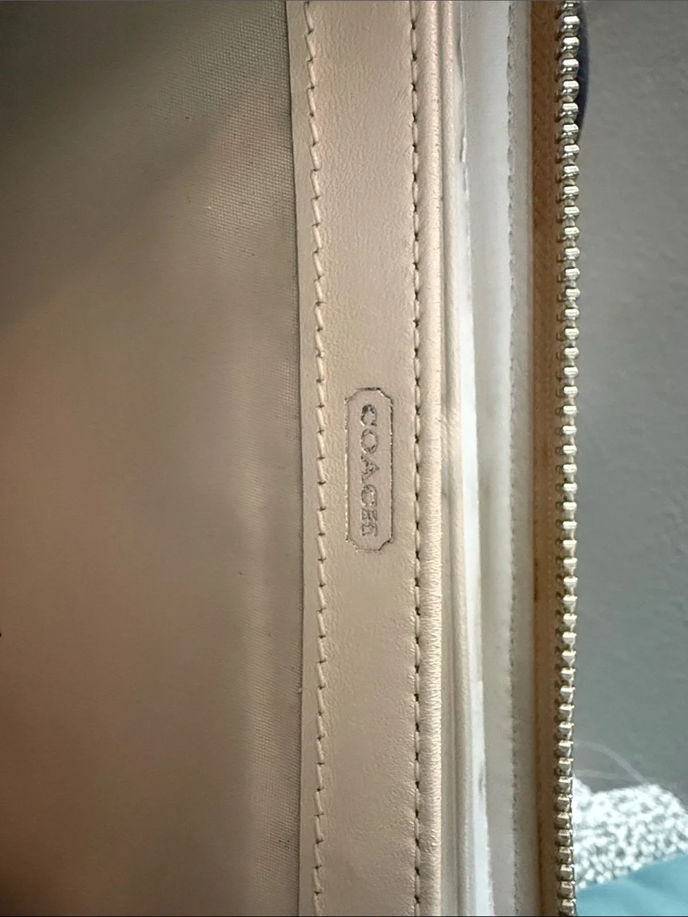Coach Beige Laser-Cut Zip Around Wallet